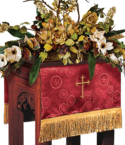 Church Flower Stand Cover Red Brocade