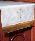 Communion Table Runner White Brocade