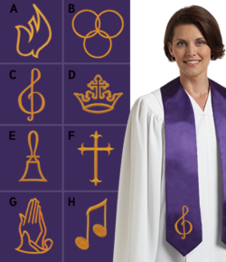 Embroidered Choir Stole – Purple
