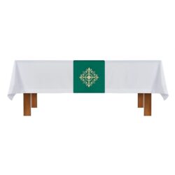 Altar Frontal and Holy Trinity Cross Green and White Overlay Cloth