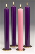 Beeswax 16" Purple Advent Set - All-Purpose End  l   Buy 16" Purple Advent Pillar Candles for Sale