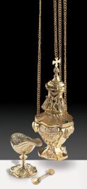 Cast Brass Censer with Boat Set