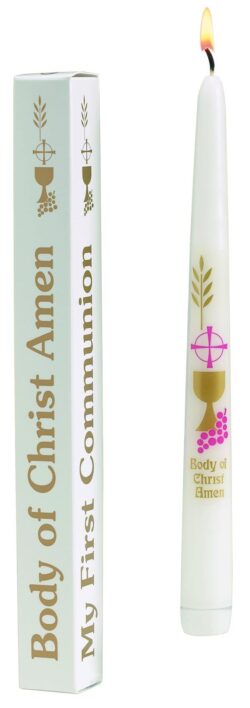 Buy First Communion Candle Body of Christ for Catholic Sacrament | First Holy Communion Candles | First Communion Taper Candles for Catholic Mass