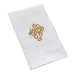 Holy Trinity Baptismal Napkin Gold Cross 4 Pk