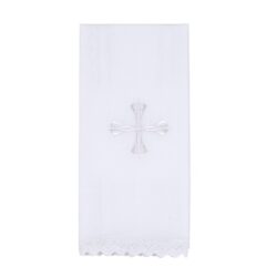 Embroidered Cross Lace Trim Lavabo Towels Pkg of 4