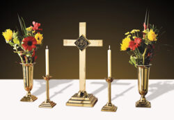 Brass Church Altar Set IHS Symbol 24"