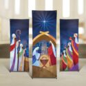 Let us Adore Him Nativity X-Stand Church Banner Set of 3