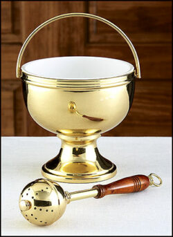 Gold Holy Water Pot with Sprinkler Set