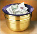 Large Lenten Offering Pot with Purple Bag