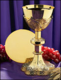 Vine Embossed Chalice and Paten Set