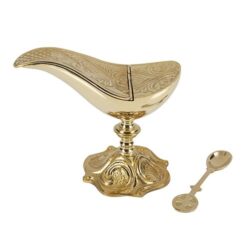 Ornate Incense Boat with Spoon