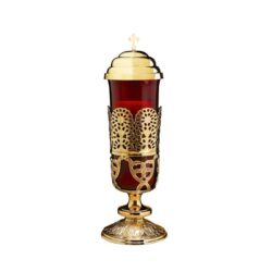 Ornate Sanctuary Lamp with Ruby Sanctuary Globe