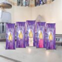 Buy Purple Advent Candle Church Banner Set - Set of 5 for Sale | Christmas Church Banners |  Church Banners for Christmas
