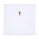 Embroidered Red Cross Lace Trim Lavabo Towels Pkg of 4