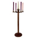 Round Base Church Advent Candlestick Walnut Stain