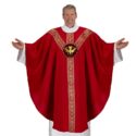 Semi-Gothic Red Descending Dove Chasuble