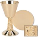 Satin Cup with Hand Cast Vine Stem Chalice and Paten Set