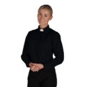 Womens Short Sleeve Jersey Knit Tab Collar Clergy Shirt