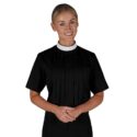 Womens Neckband Clergy Blouse - Short Sleeve Black