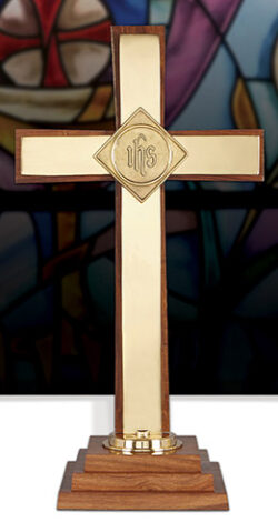 Wood- Brass Inlay Altar Cross