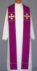 Clergy Overlay Stole with Jerusalem Crosses