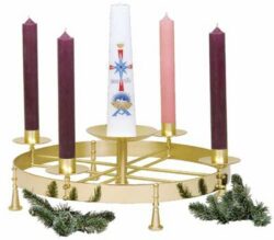 Solid Brass Church Advent Wreath | Buy Advent Wreaths for Church Altar | Church Altar Advent Wreaths in Brass