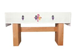 Chi Rho Cross and Grapes Fitted Altar Cloth | Buy Church Altar Cloths | Communion Table Covers for Sale  | Washable Altar Linens