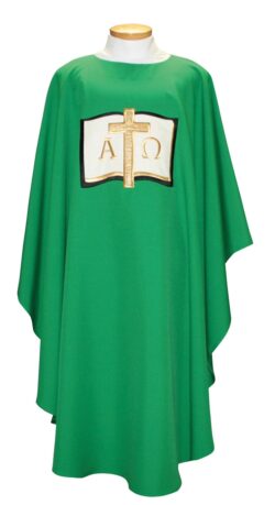 Alpha Omega Cross Clergy Chasuble | Buy Vestments and Chasubles | Priest Chasubles for Ordinary Time | Buy Clergy Vestments