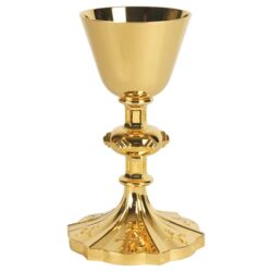 Bright Gold Plated Communion Chalice 8 oz.  | 8 Oz Catholic Chalices for Sale | Beautiful Communion Chalices