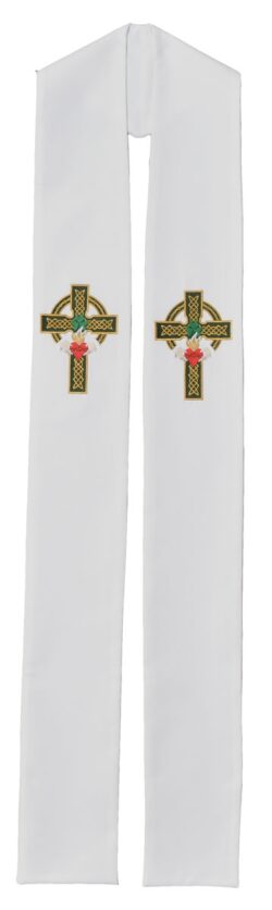 Irish Claddagh Celtic Cross Clergy Stoles | Irish Claddagh Celtic Cross Deacon Stoles | Buy Irish Preaching Stoles | Men's Irish Clergy Stoles | Men's Irish Deacon Stoles
