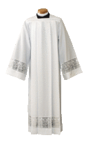 Clergy Alb with Alpha Omega or IHS Symbols  | Shop Clergy Albs for Sale | Deacon Albs | Albs for Catholic Priests