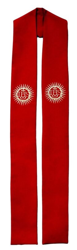 Cross and Flames IHS Clergy Stoles | Cross and Flames IHS Clergy Deacon Stoles |  Minister Preaching Stoles  | Clergy Overlay Stoles for Ministers |  Church Deacon Stoles