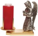 Devotional Candle Holder with Praying Angel | Church Sanctuary Lamps for Sale | Brass Votive Stands for Church Sanctuary