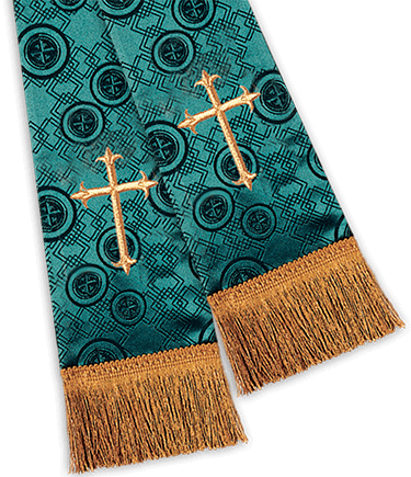 Emerald Green Brocade Pulpit Clergy Stole with Crosses - Christian ...