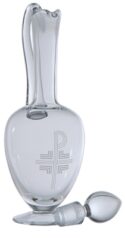 Glass Flagon with Engraved Chi Rho Symbol  | Church Wine Flagon | Glass Wine Flagons for Catholic Mass on Sale