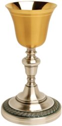 Gold and Silver Two Tone Communion Chalice 8 Oz. | Catholic Communion Chalices for Wine | Priest Chalices for Catholic Mass