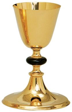Plain Gold Communion Chalice with Black Node 12 oz. with Scale  Paten  | Traditional Catholic Chalices for Sale | Beautiful Communion Chalices