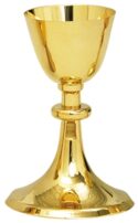 Plain Gold Communion Chalice 10 oz. with Paten  | Traditional Catholic Chalices for Sale | Beautiful Communion Chalices