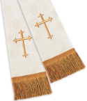 Ivory Brocade Pulpit Clergy Stole with Crosses