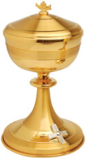 Communion Host Ciborium with Silver Cross 200 Host Cap