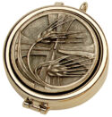 Communion Pyx with Wheat and Cross Design 7 Host Cap