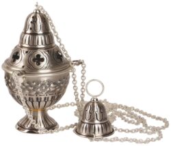 Oxidized Silver and Gold Church Censer and Boat |  Ornate Church Censers and Boat | Buy Church Incense Burners