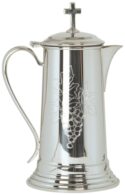 Pewter Church  Flagon with Engraved Grape Design | Pewter Church Flagons for Water | Catholic Church Water Flagons for Sale