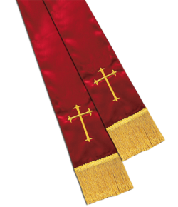 Red Satin Pulpit Clergy Stole with Cross