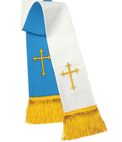 Reversible Clergy Stole Blue/White Cross