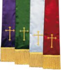 Satin Pulpit Clergy Stoles with Latin Crosses Set of 4