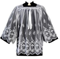 Sheer Nylon Embroidered Clergy Surplice | Clergy Surplices for Sale | Buy Lace Surplice | Deacon Surplice | Surplices for Priests