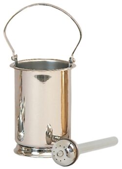 Stainless Steel Holy Water Pot with Sprinkler  | Stainless Steel Holy Water Pots for Catholic Mass | Holy Water Pot and Sprinklers for Sale