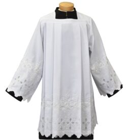 Tailored Priest Surplice with Embroidered Crosses | Clergy Surplices for Sale | Buy Lace Surplice | Deacon Surplice | Surplices for Priests