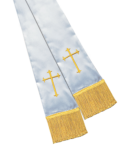White Satin Pulpit Clergy Stole with Cross